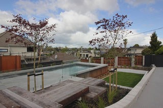 Fully Tiled Pool With Corten Steel Exterior